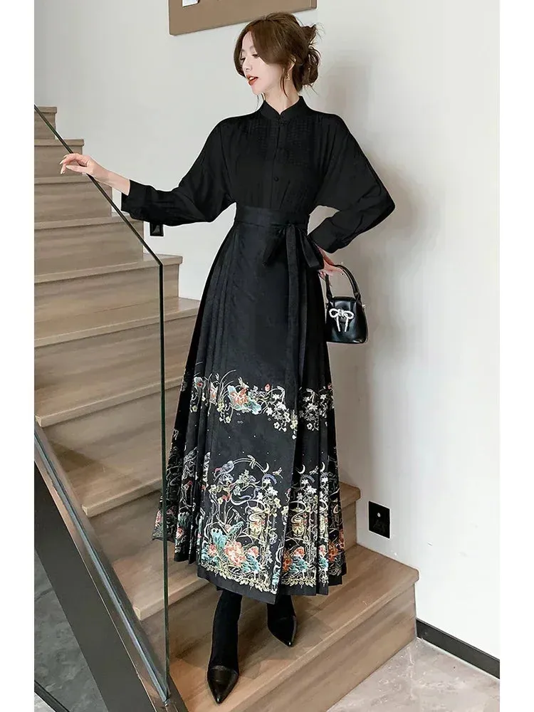 Znbbw Women Spring Autumn 2024 New Weaving Gold Imitation Makeup Chinese Style New Chinese High Grade Horse Face Skirt D5321 - Image 5