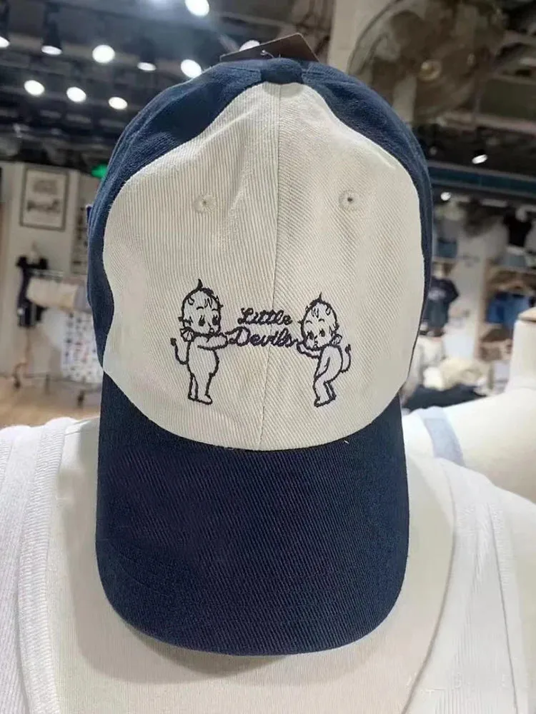 Znbbw Angel Embroidery Baseball Cap Women Four Season Beige Cotton Sunscreen Hat Femme Harajuku Casual Cute Graphic Hats 2024 - Image 4