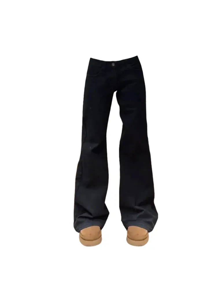 Znbbw Women's Black Gothic Flare Pants Vintage Harajuku Y2k 90s Retro Pants Oversize Low Waist Trousers Emo 2000s Clothes Autumn 2024 - Image 2