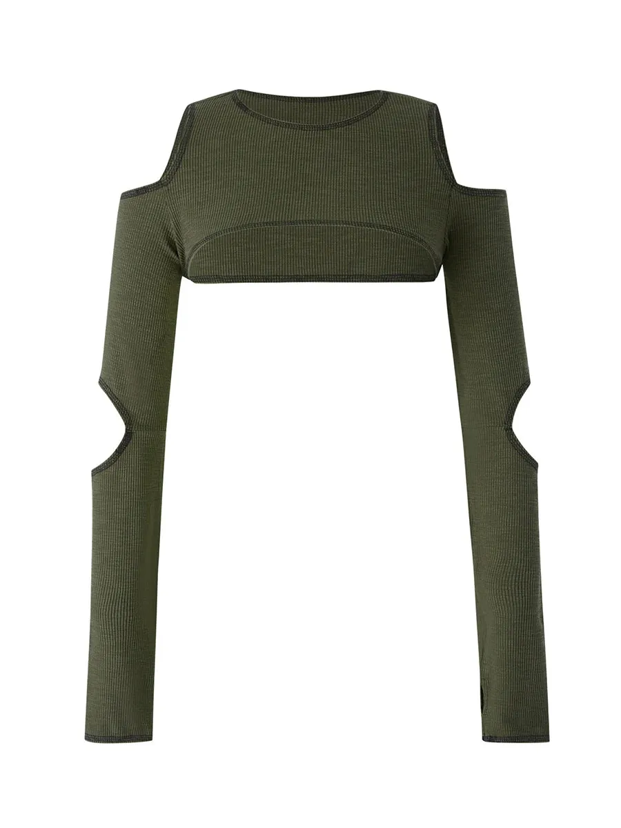 Znbbw Women Long Sleeve Crochet Crop Tops Crewneck Hollow Out Cover Up Top Knitted Crop Top Mesh Fishnet Pullover T-shirts Tees - Image 4