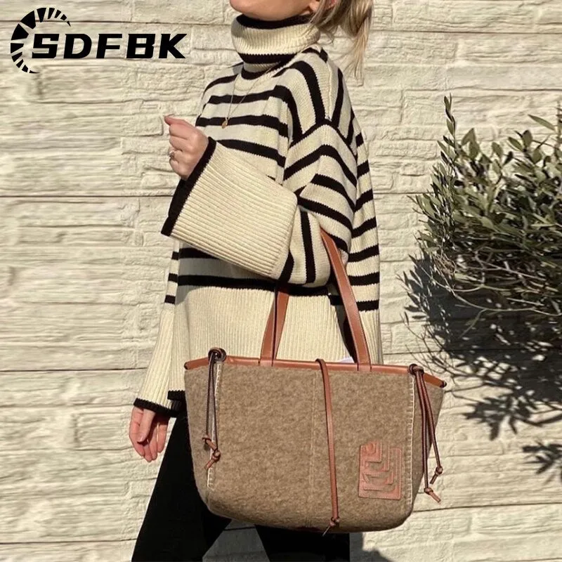 Znbbw Women Turtleneck Sweaters Striped Split Autumn Winter Long Flare Sleeve Knitted Pullover Oversized Y2K Female Knitwear Top - Image 2