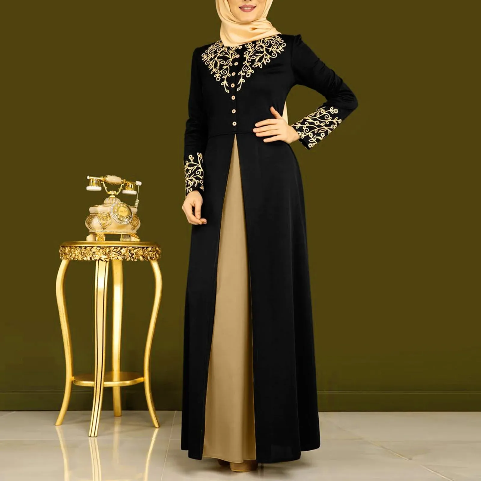 Znbbw and Elegant Abaya Turkey Islamic Arabic Hijab Dress Women's Muslim Kaftan Long Dress Ladies Dubai Turkish Clothing