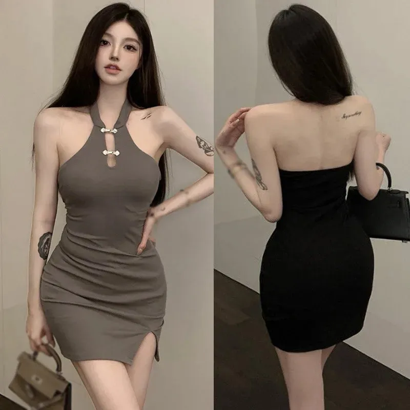 Znbbw Women's Dress Solid Color Slim Sexy Sleeveless Dress - Image 2