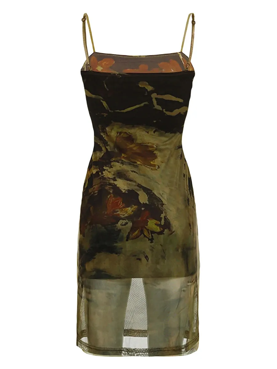 Znbbw Backless Mesh Dress for Women - Y2K Sleeveless Spaghetti Strap Party Dress Perfect for Cocktail Beach and Streetwear - Image 3