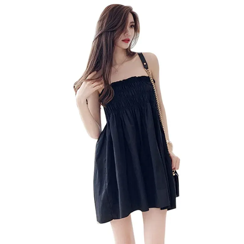 Znbbw Women Summer Fashion Casual Loose Off Shoulder Strapless Ruched Solid Color Bandeau Wrap Dress - Image 2