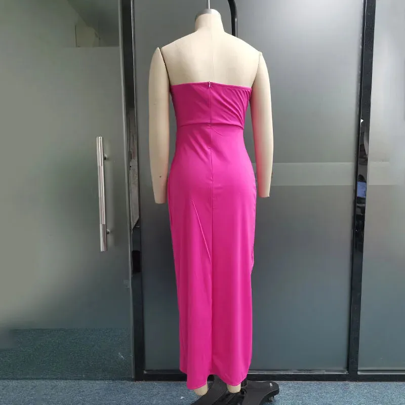 Znbbw Women Maxi Dress Summer Fashion Sexy Solid Strapless Sleeveless Nipped Waist Elegant Party Beach Sexy Dresses Streetwear - Image 5