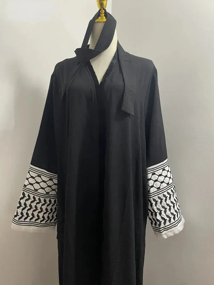 Znbbw Embroidery Kimono Oversized Muslim Robe Abaya Syari Female Full Length Taseel Muslim Abaya Worship Service Abayas Wy1969 - Image 3