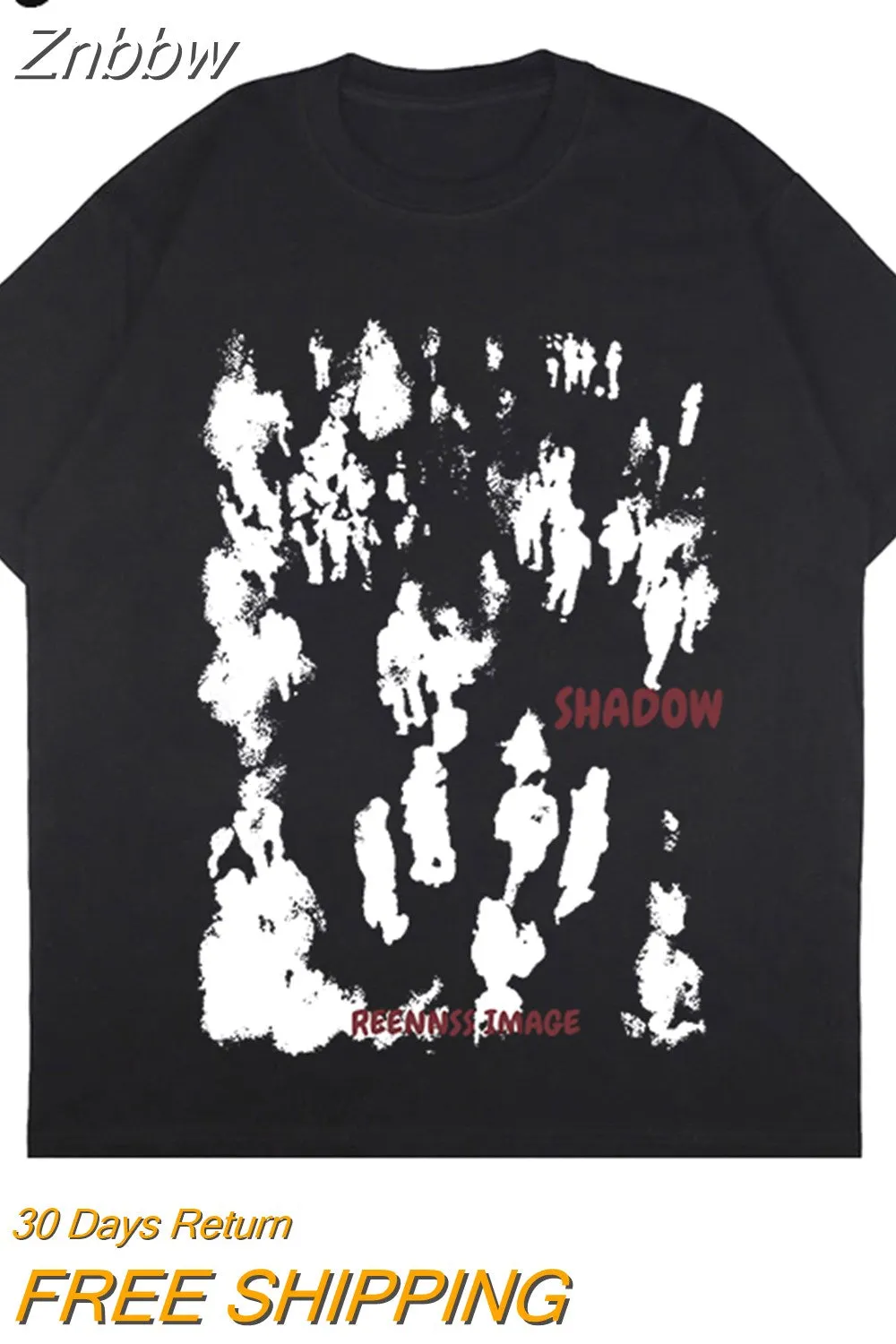 Znbbw Hip Hop Men's Short Sleeve T Shirt Vintage Character Shadow Print T Shirt 2023 Streetwear Harajuku Casual Cotton T Top - Image 6