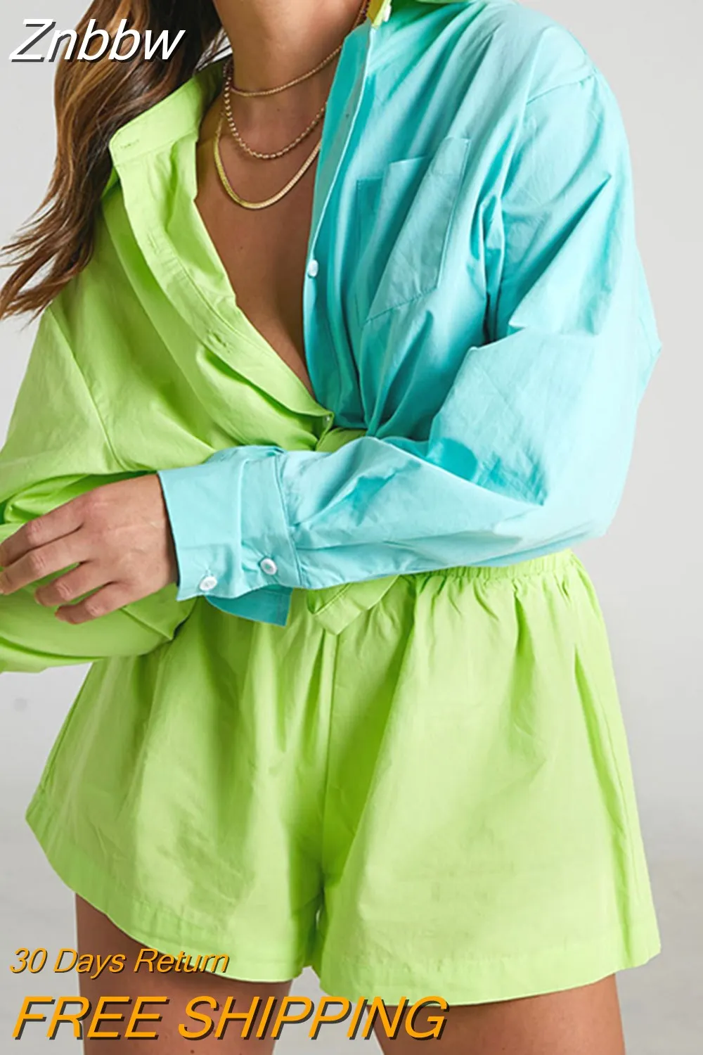 Znbbw Women Tracksuit 2023 Shirt Shorts Two Piece Set Cotton Fashion Clothing Outfits Women Blouses Women's Summer Suit Tracksuits - Image 11