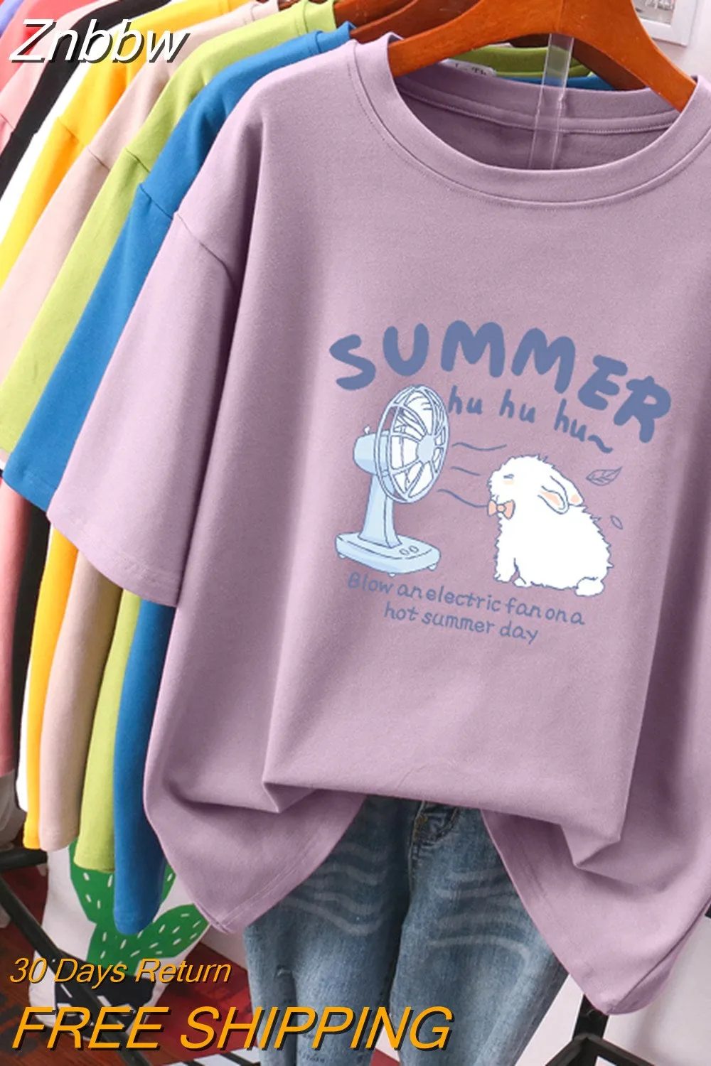 Znbbw 100% Cotton L-5XL T Shirt Plus Size Tshirt Short Sleeve Women Top Summer Cartoon Print Couple O Neck Oversized T Shirts - Image 5