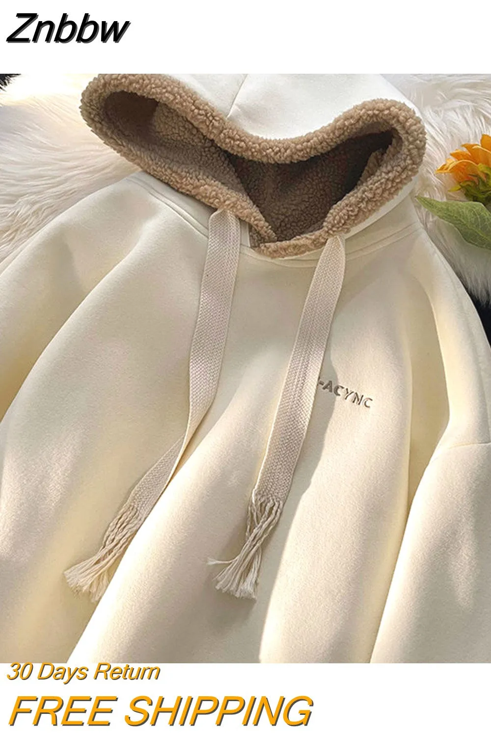 Znbbw and winter 2023 new cashmere hooded Hoodies for women thickened fashionable casual loose womens Hoodies coat - Image 4