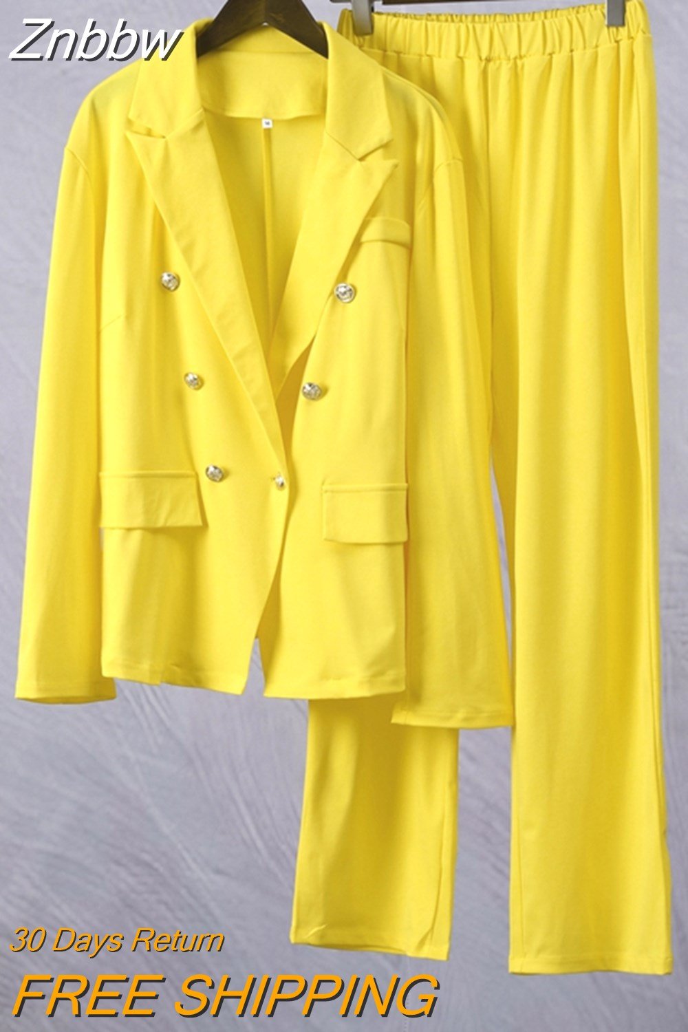 Znbbw Women Elegant Solid Fashion 2 Piece Set Full Sleeve High Waist Trouser Blazer Suit Office Ladies Business Commute Pant Suits - Image 5