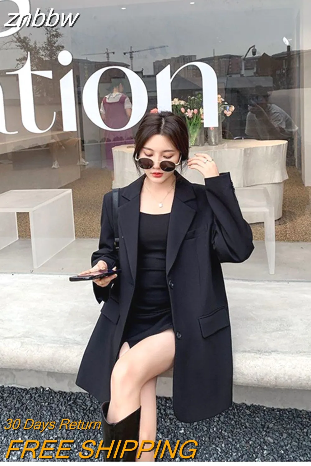 znbbw 2023 Winter New In Korea Style Long Sleeve Women Blazer Office Lady Loose Solid Suit Work Blazers Spring Female Coat - Image 3