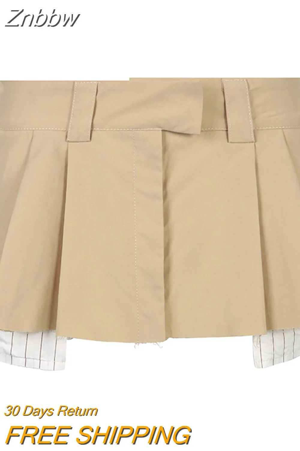 Znbbw Women's Mini Skirt Y2K Khaki Pleated Skirt Low Waist Pocket Vintage Button Skirt Prepply Vintage Mini Cargo Skirt Korean Version - Image 2