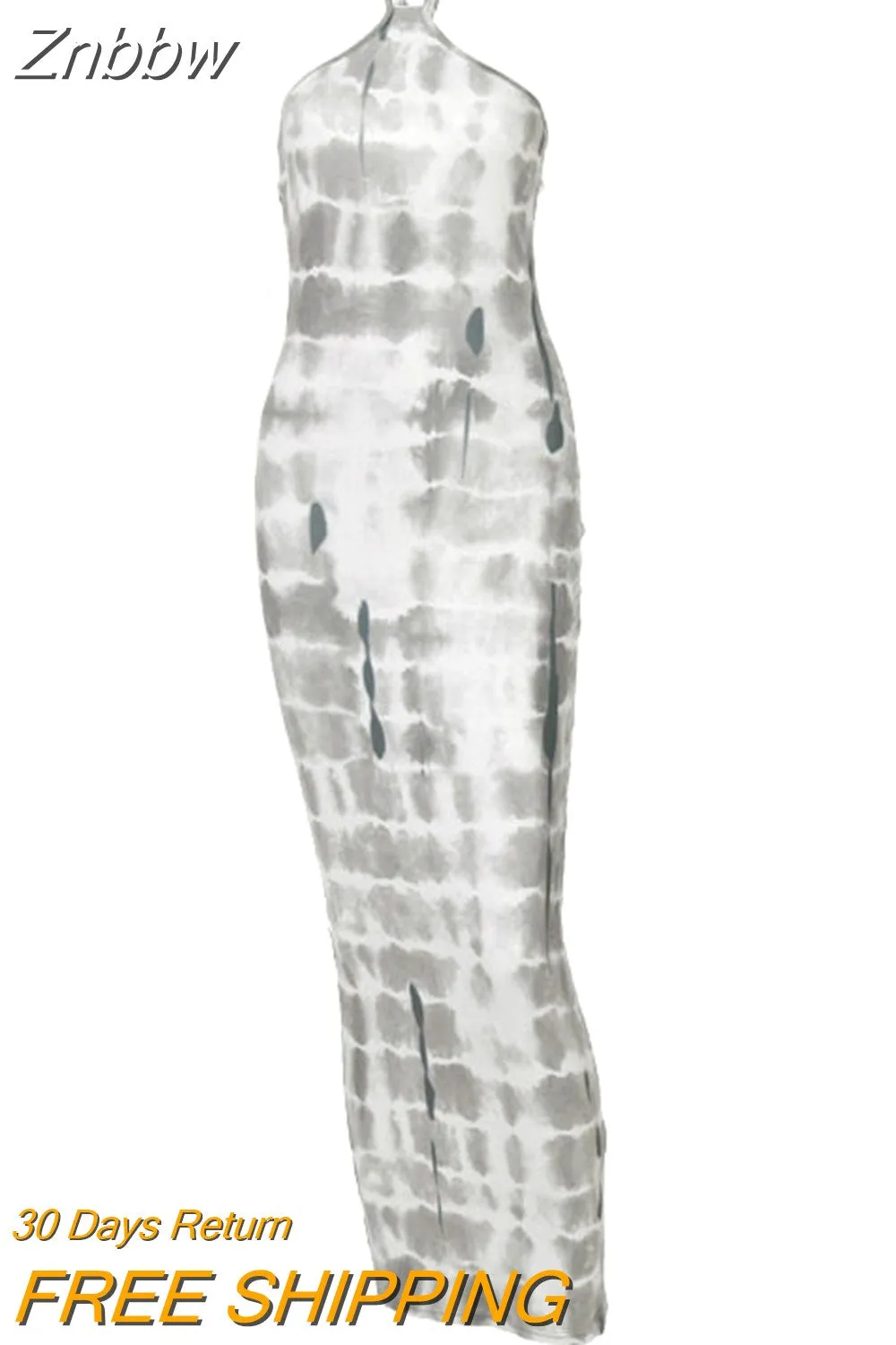 Znbbw Women Summer Fashion Sleeveless Halter Printed Bodycon Pencil Long Dress Sundress 2023 Female Clothing Streetwear - Image 4