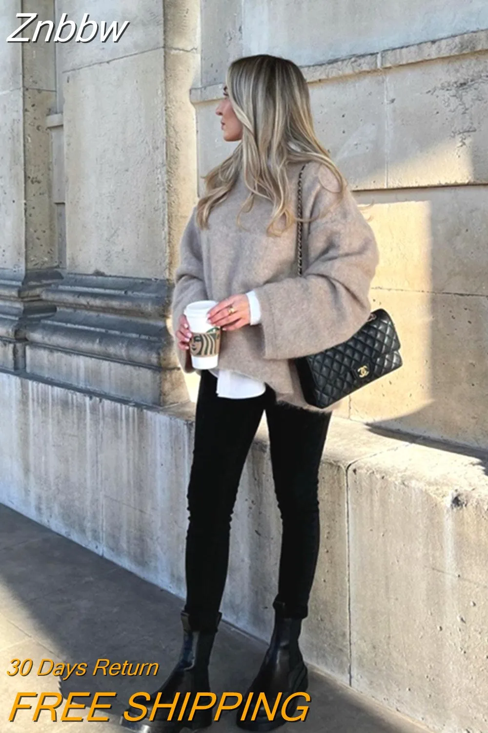 Znbbw Autumn Women Solid Warm Sweater Pullover Casual Loose O Neck Long Sleeve Knit Tops Ladies Oversize High Street Knitwear - Image 10