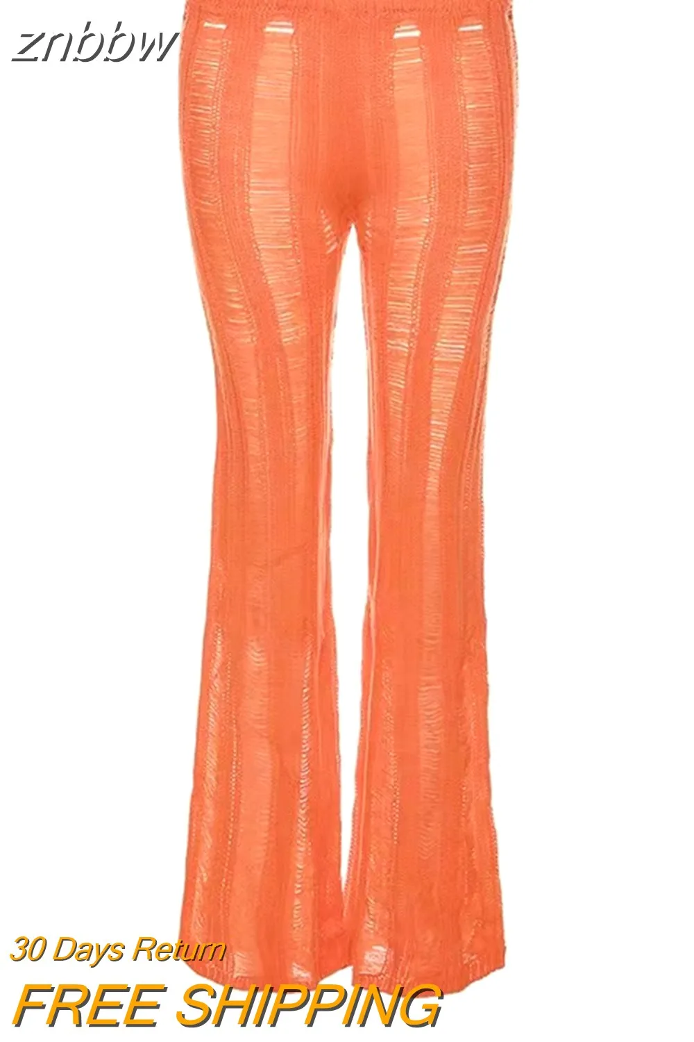 znbbw Sexy Hollow Out Knit Pant Outfits Women Summer Two Piece Sets Sleeveless Tank Tops + Long Pants See Through Beach Club - Image 9