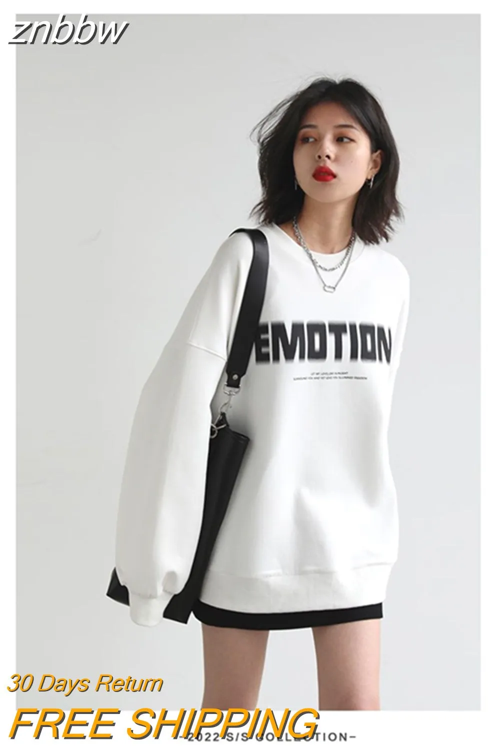 znbbw 2023 Winter Korean Style Letter Print Sweatshirt Women Minimalist O Neck Long Sleeve Ladies Hoodies Female Clothing Tops - Image 3