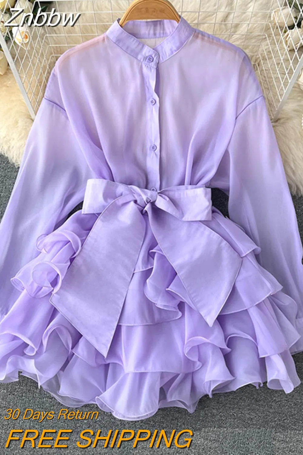 Znbbw Women Spring Autumn Winter Shirt Temperament Chiffon Chic New Style Ruffle Foreign Style Senior Design Bow Tie Small Shirt D2348