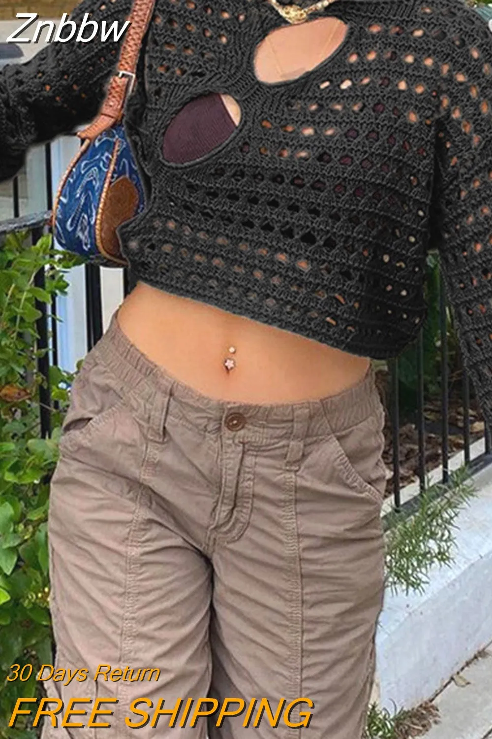 Znbbw Women Black Gothic Loose Sweater 2023 Y2K Vintage Punk Hole Sweaters Harajuku Streetwear Hollow Out Broken Knit Baggy Pullover