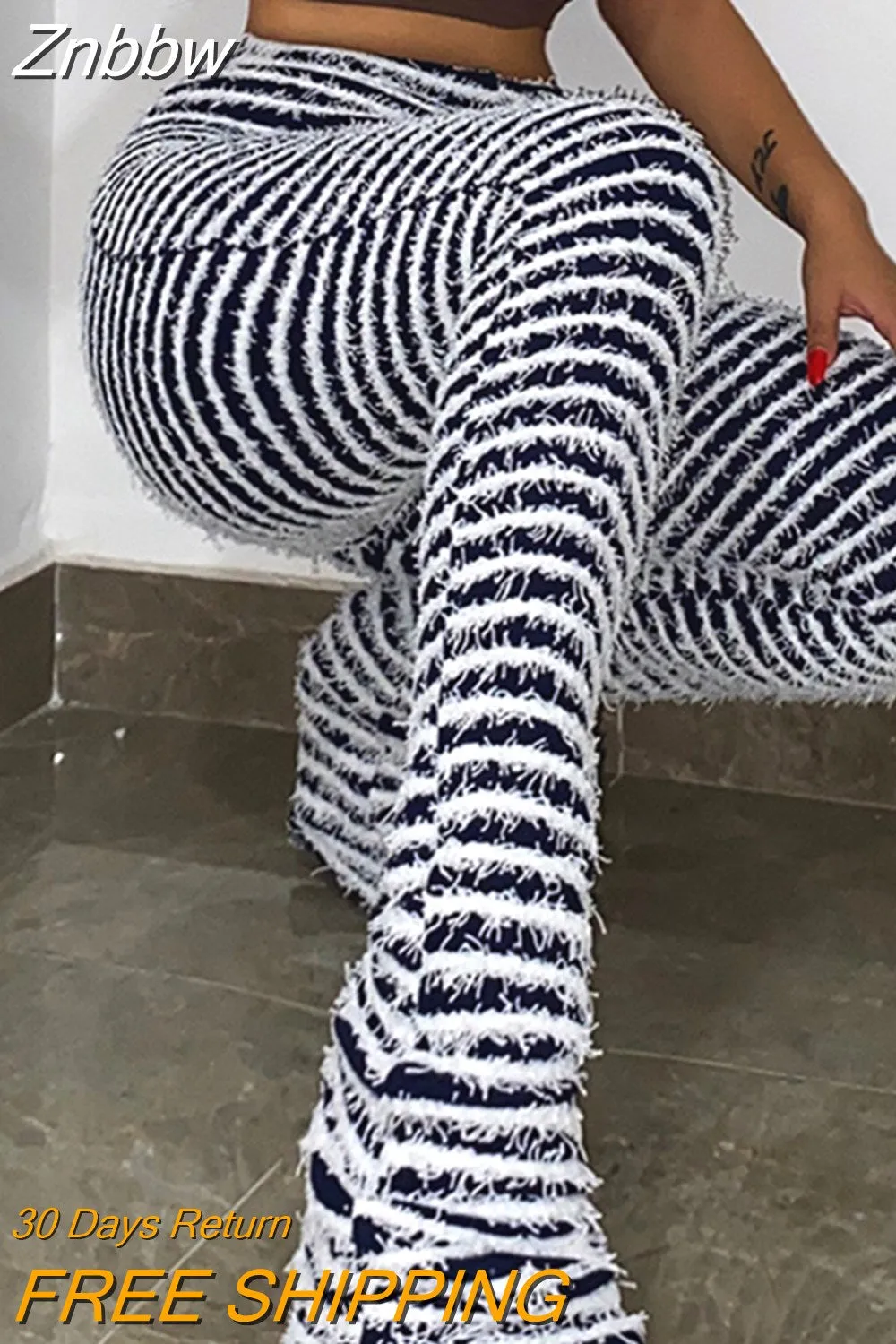 Znbbw Women Fashion Streetwear High Waist Striped Long Pants Bottoms 2023 Fall Autumn Clothes Wholesale Items For Business