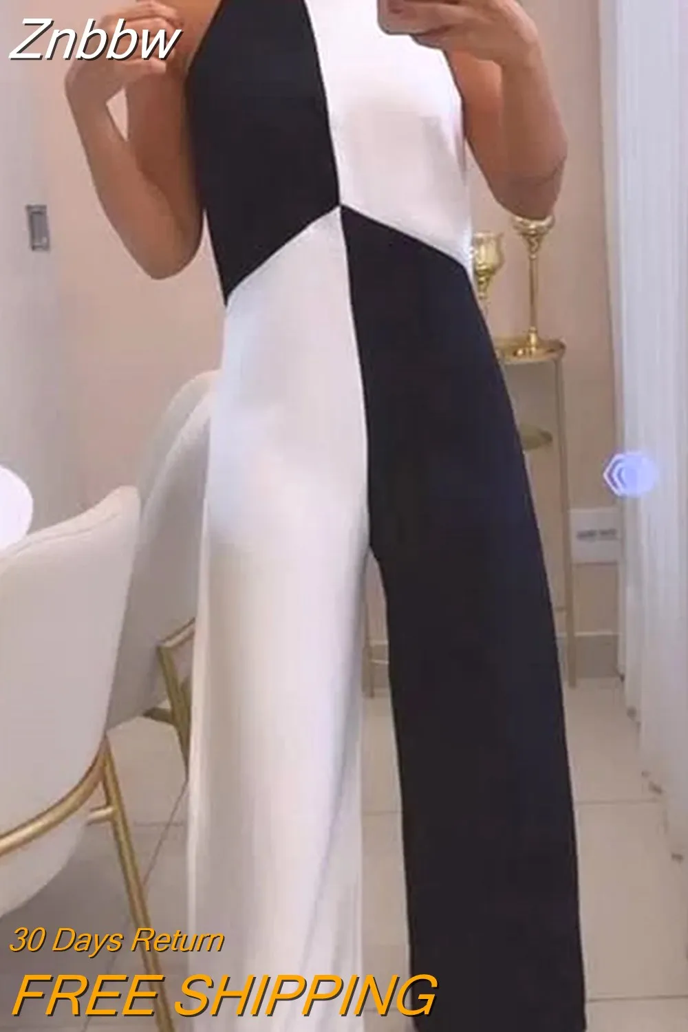 Znbbw Women Jumpsuit Sexy Fashion Summer Sleeveless Solid Nipped Waist Casual Loose Wide Legs Pants Romper High Streetwear