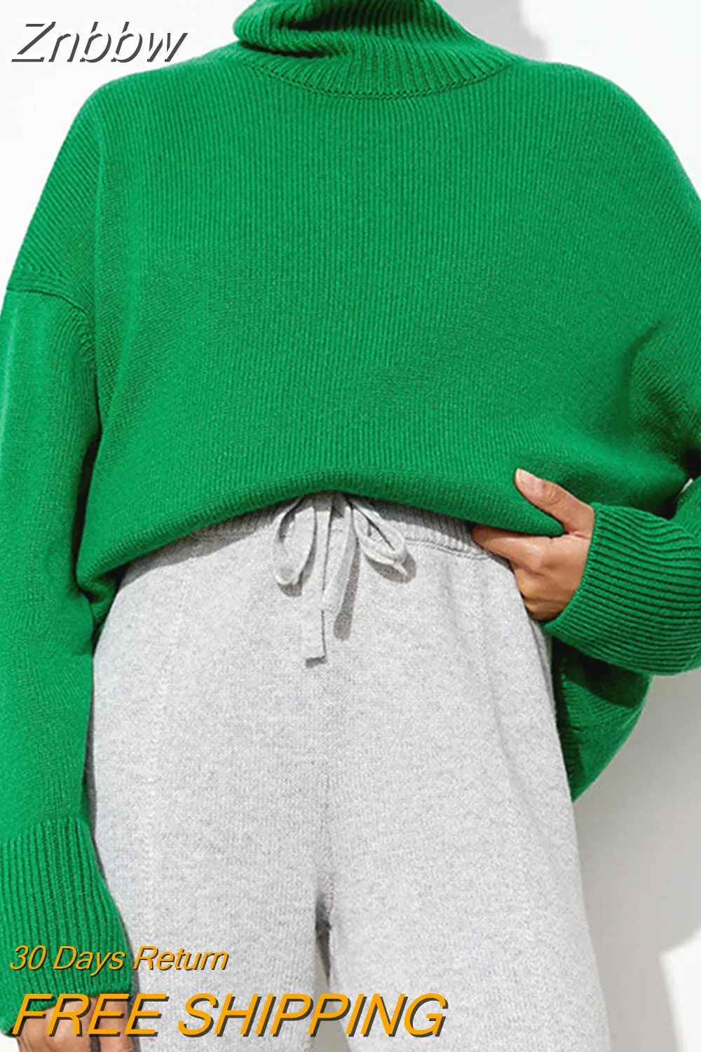 Znbbw Women Turtleneck Sweater Elegant Loose Lazy Winter Vintage Thick Warm Pullover Long Sleeve Top Casual Loose Knitted Sweaters - Image 10