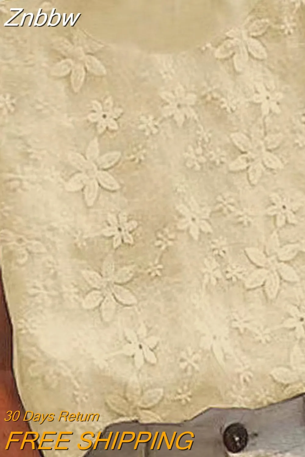 Znbbw Women Solid Hollow Out Tops Summer Turtleneck Cotton Linen Breathable Blouses Casual Loose Short Sleeve Office Shirt Pullover - Image 14