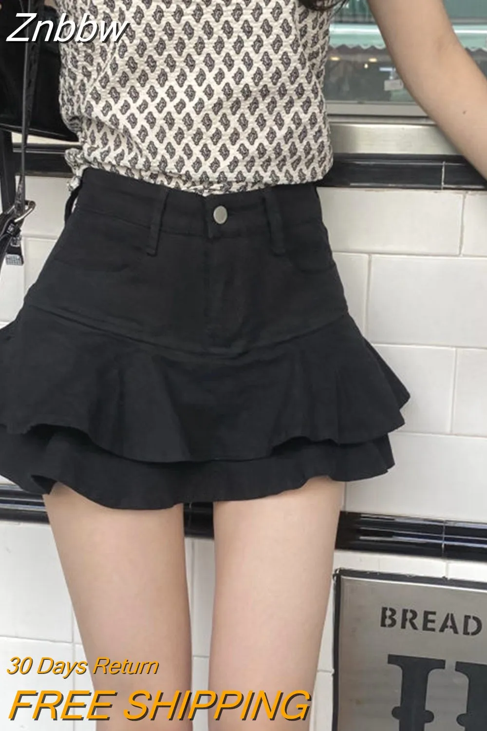 Znbbw women's skirts gothic low waist white patchwork A-line skirt aesthetic outfit punk retro harajuku street style mini skirt - Image 3