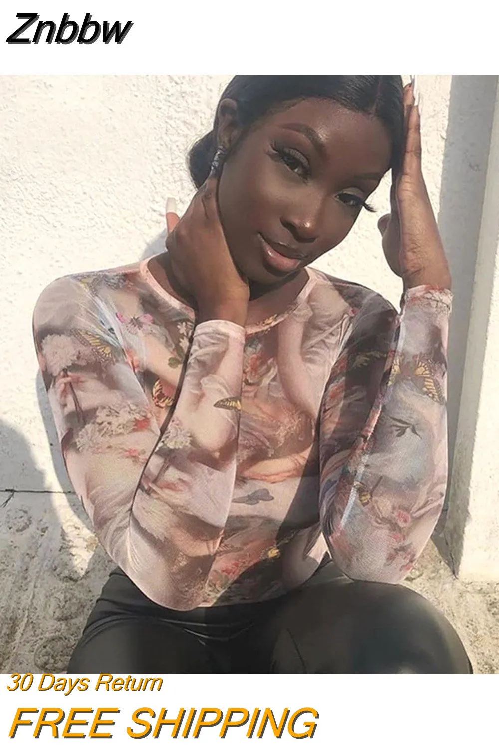 Znbbw women autumn winter long sleeve fashion printed slim skinny one piece bodysuit romper clothes 2023 fall clothes O neck - Image 4