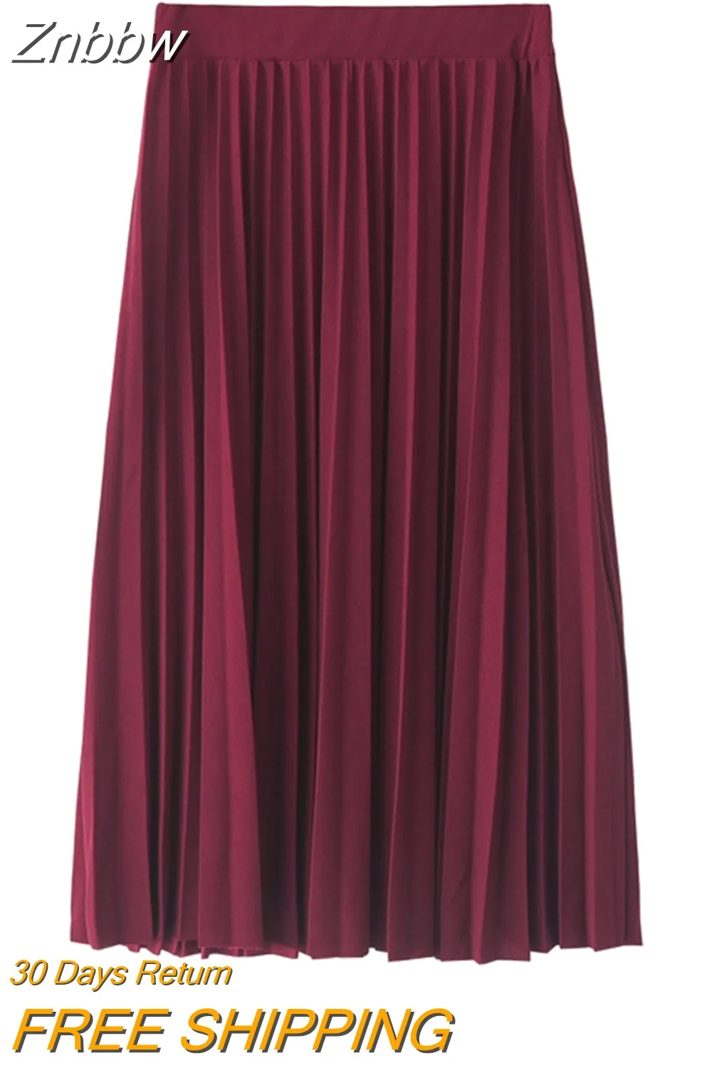 Znbbw and Autumn New Fashion Women's High Waist Pleated Solid Color Half Length Elastic Skirt Promotions Lady Black Pink - Image 8