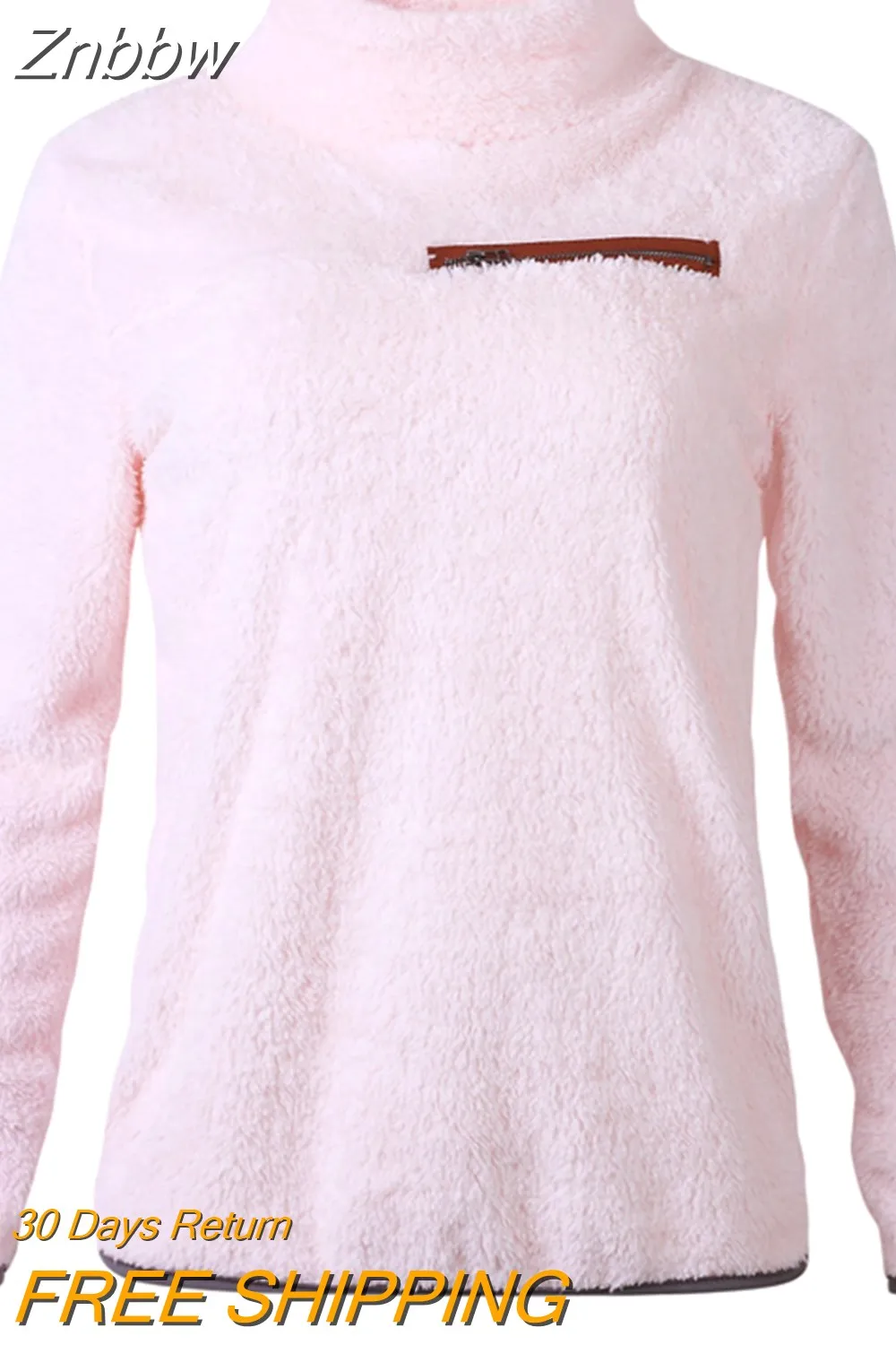 Znbbw Women Sweatshirts Autumn Winter Top Long Sleeve Plush Warm Pullover Tunic Female Pink Ladies Clothing Zipper Streetwear - Image 7