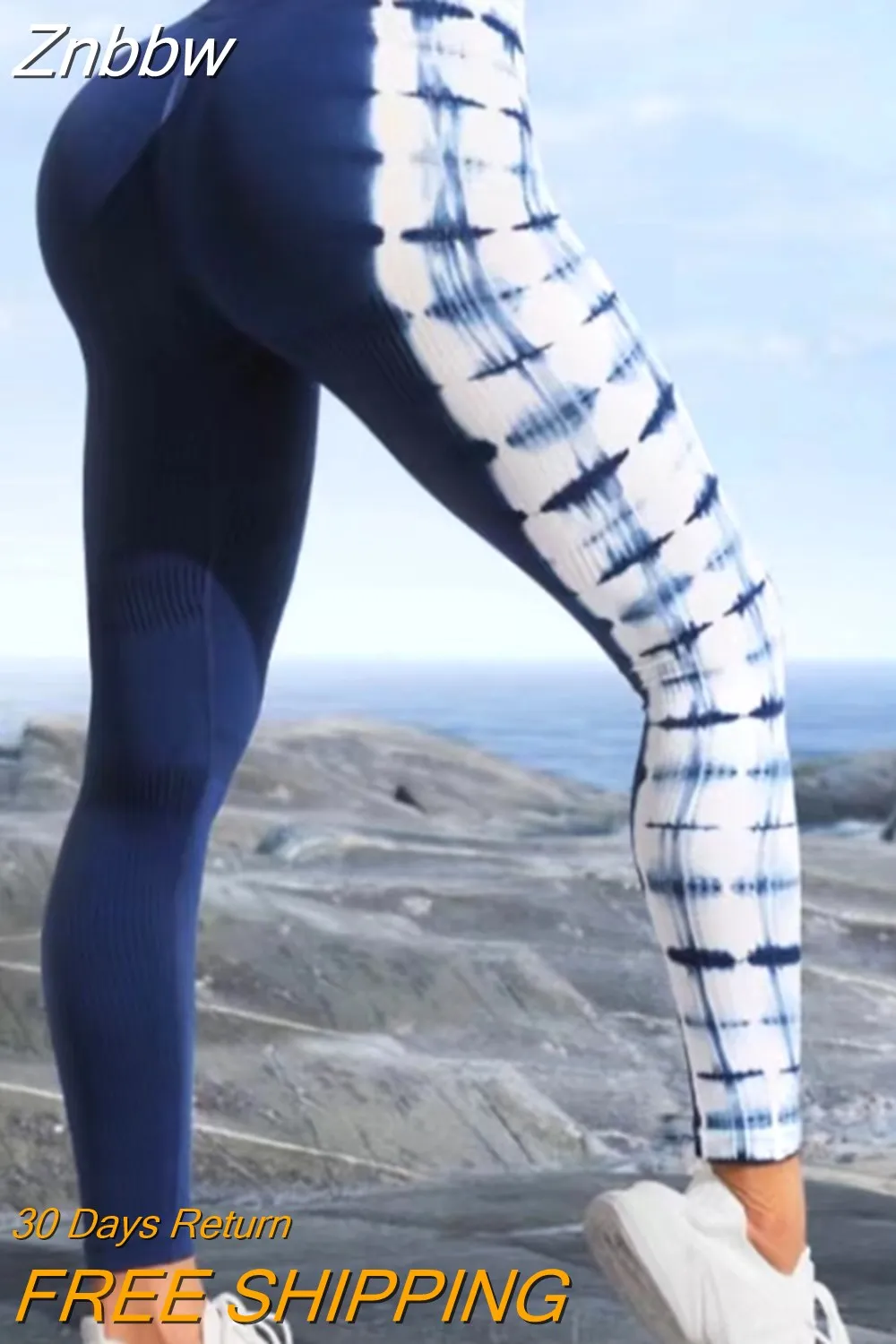 Znbbw Women Stretchy Tie Dye Yoga Sports Leggings Seamless Push Up Slim Fitted Yoga Fitness Women's Activewear - Image 4