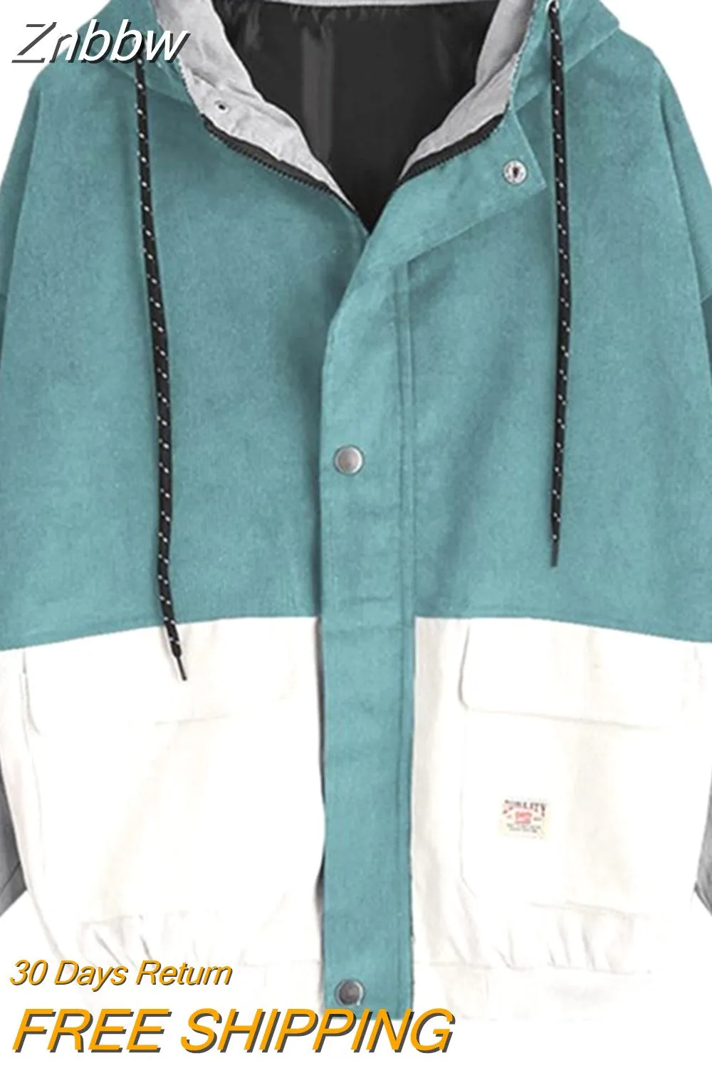 Znbbw Autumn Women Coats Corduroy Patchwork Oversize Zipper Jackets Windbreaker Coats And Jackets Women Baseball-Uniform Clothes - Image 4