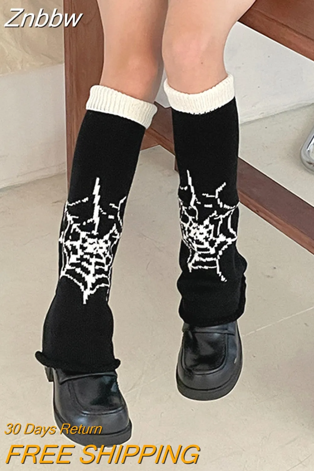 Znbbw Academic Skeleton Socks Y2K Wide Leg Socks Knitted Warm JK Girls Leg Warmers Long Leg Lolita Socks - Image 7