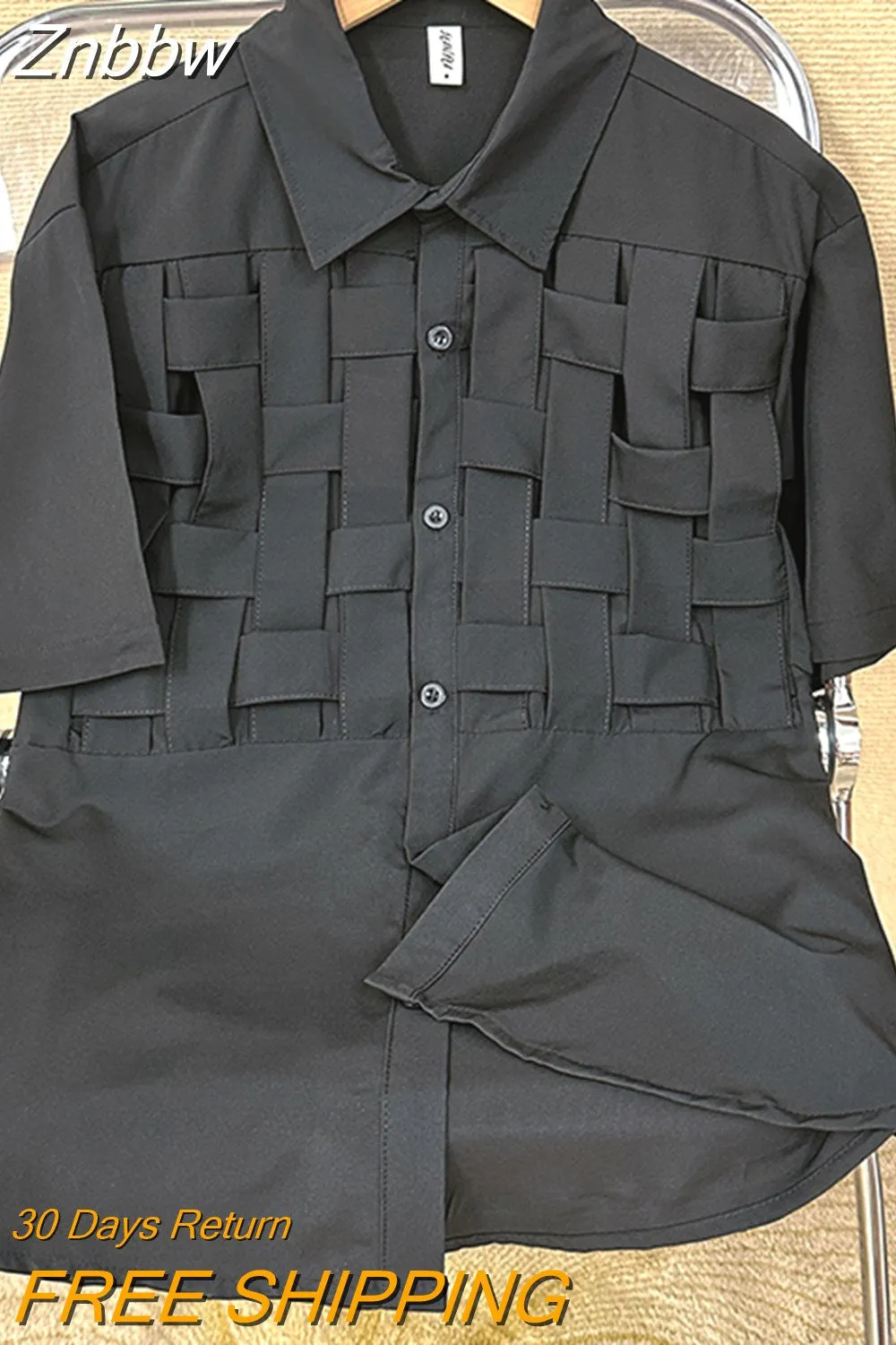 Znbbw Women Solid Hollow Out Shirts Lapel Long Sleeve Loose Waist Fashion Patchwork Blouse Female Chic Casual Shirt 2023 NEW - Image 5