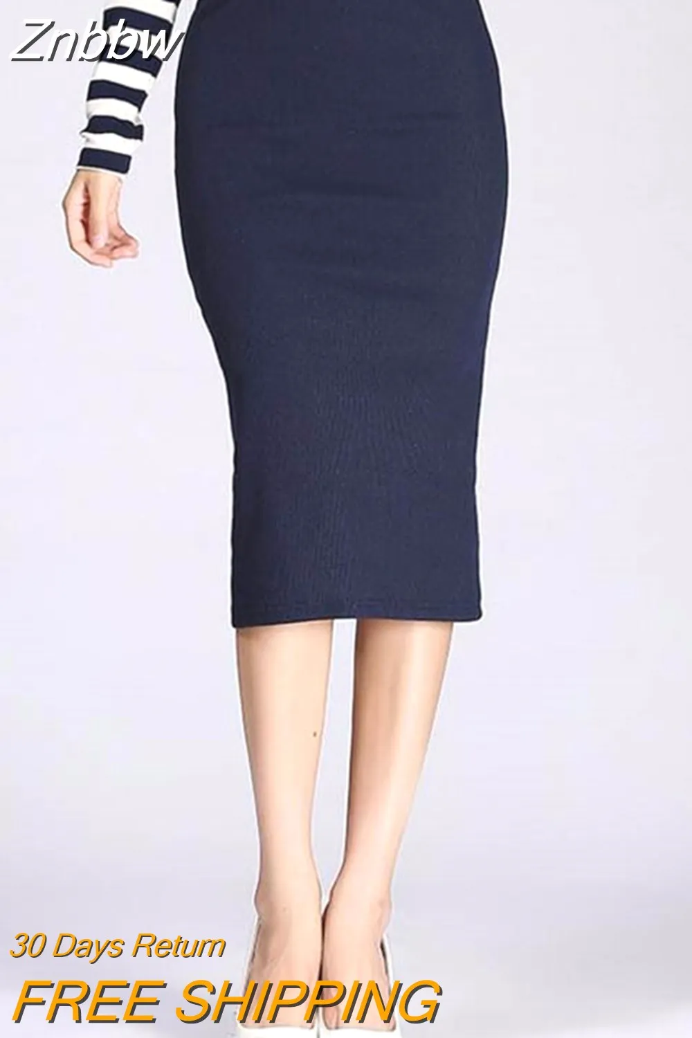 Znbbw Winter Bodycon Skirt Women Stretchable Split Skirt Mid Calf Slim Pencil Skirts For Women Female Knit Skirt - Image 8