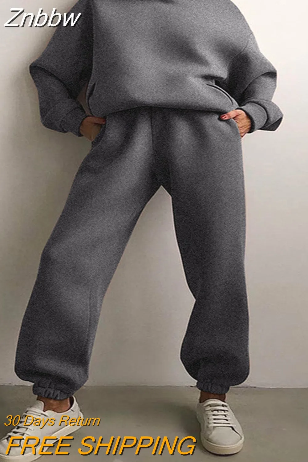 Znbbw Women Tracksuit Solid Casual Long Sleeve Sweatershirts with Trousers Suit Sports Hoodie Sportswear Winter 2023 Two Piece Sets - Image 13