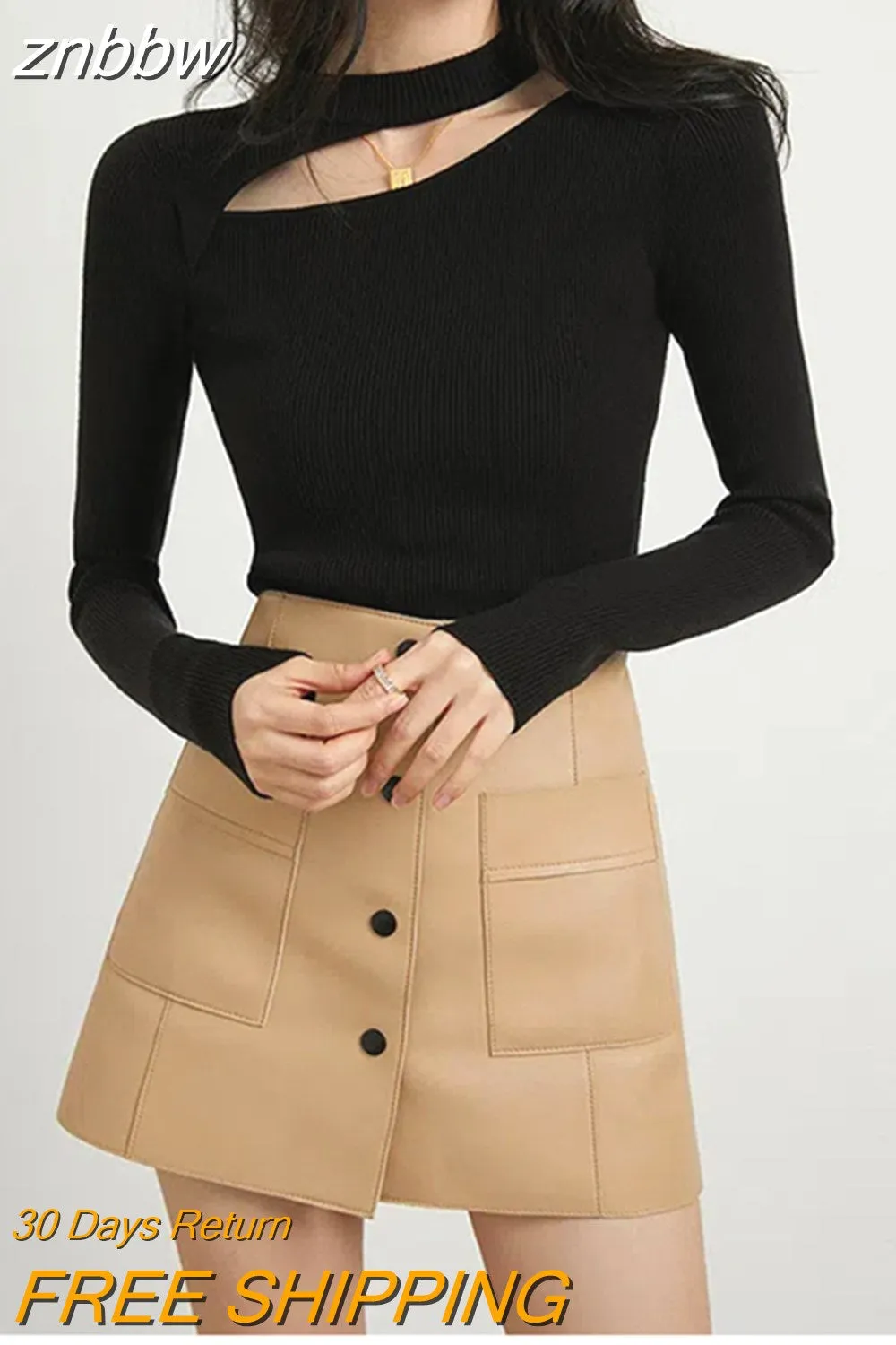 znbbw 2023 Winter New Bottoming Women Sweater Korea Style Slim Long Sleeve Hollow Out O Neck Strecth Ladies Knit Basic Pullover - Image 2