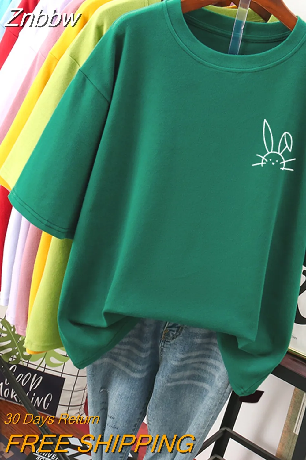 Znbbw 100 Cotton L-5XL Plus Size T Shirt Cartoon Print Tshirt Short Sleeve Women's Top Summer Kawaii Couple O Neck T Shirts - Image 12