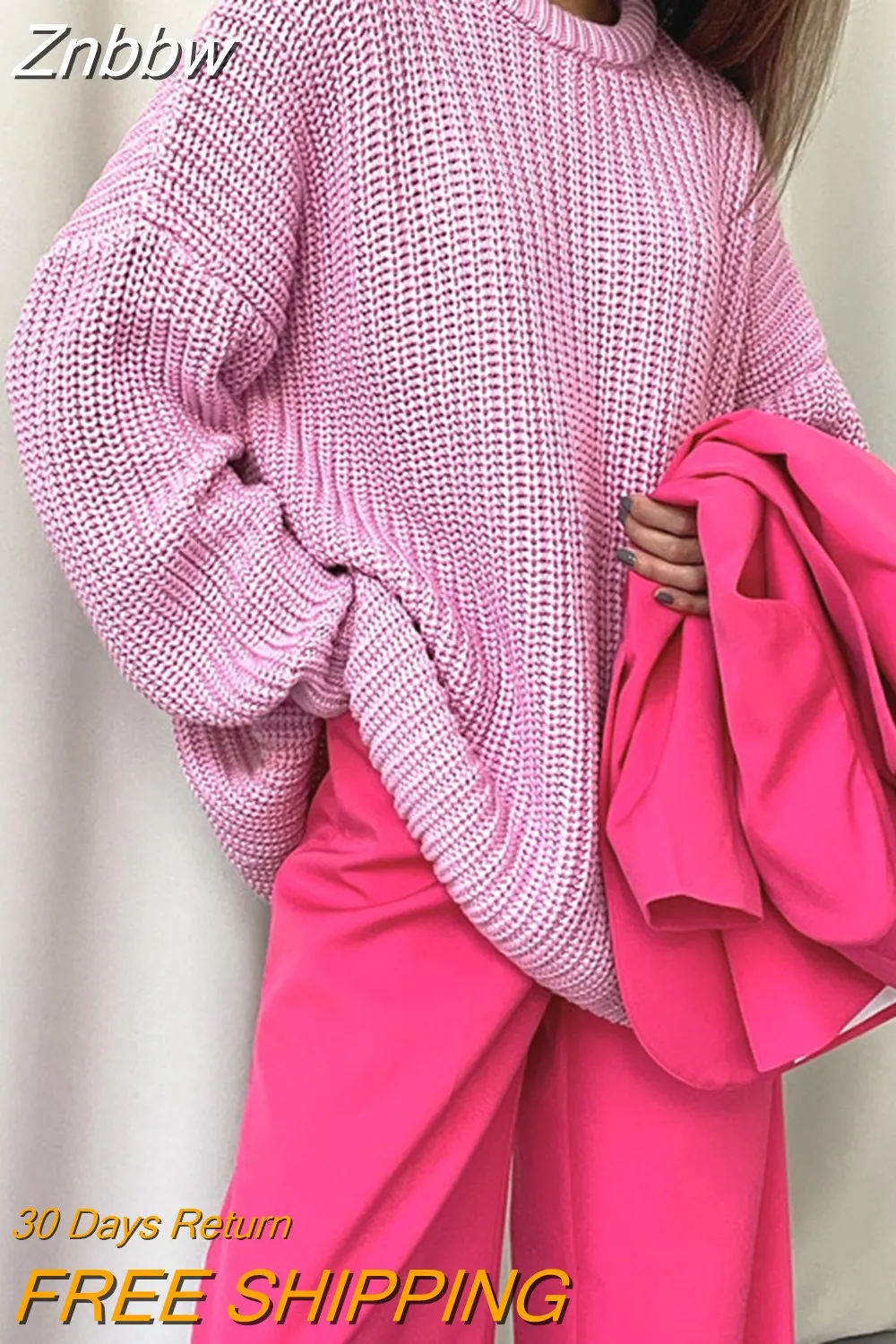 Znbbw O Neck Sweater Women 2023 Autumn Winter Warm Casual Loose Solid Pullovers Basic Soft Elegant Knitwear Jumper Sweaters - Image 10