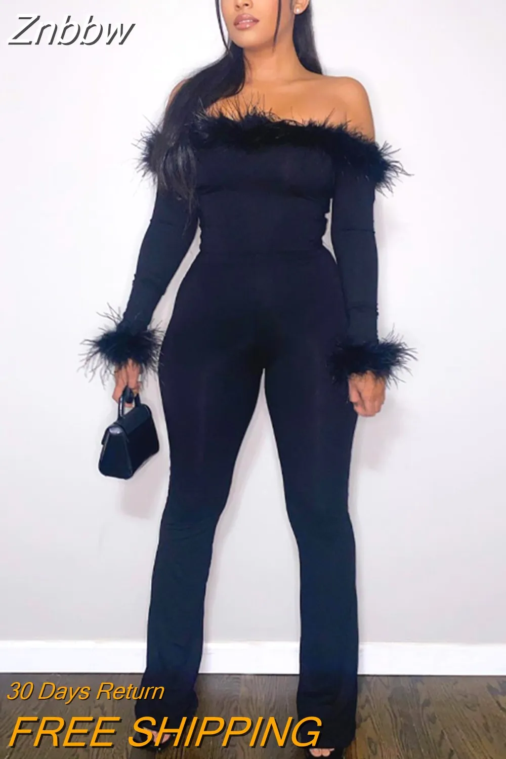 Znbbw Women Long Sleeve Bodycon Streetwear Jumpsuit Overalls One Piece Outfit 2023 Fall Clothing Wholesale Items For Business - Image 4