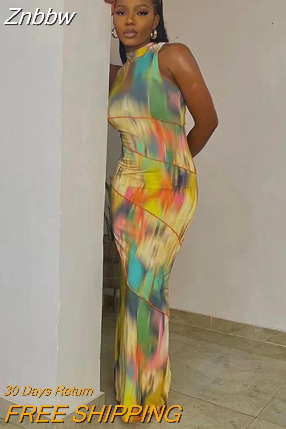 Znbbw Women Fashion Beach Vacation Bodycon Party Club Streetwear Long Dress 2023 Summer Clothes Wholesale Items For Business