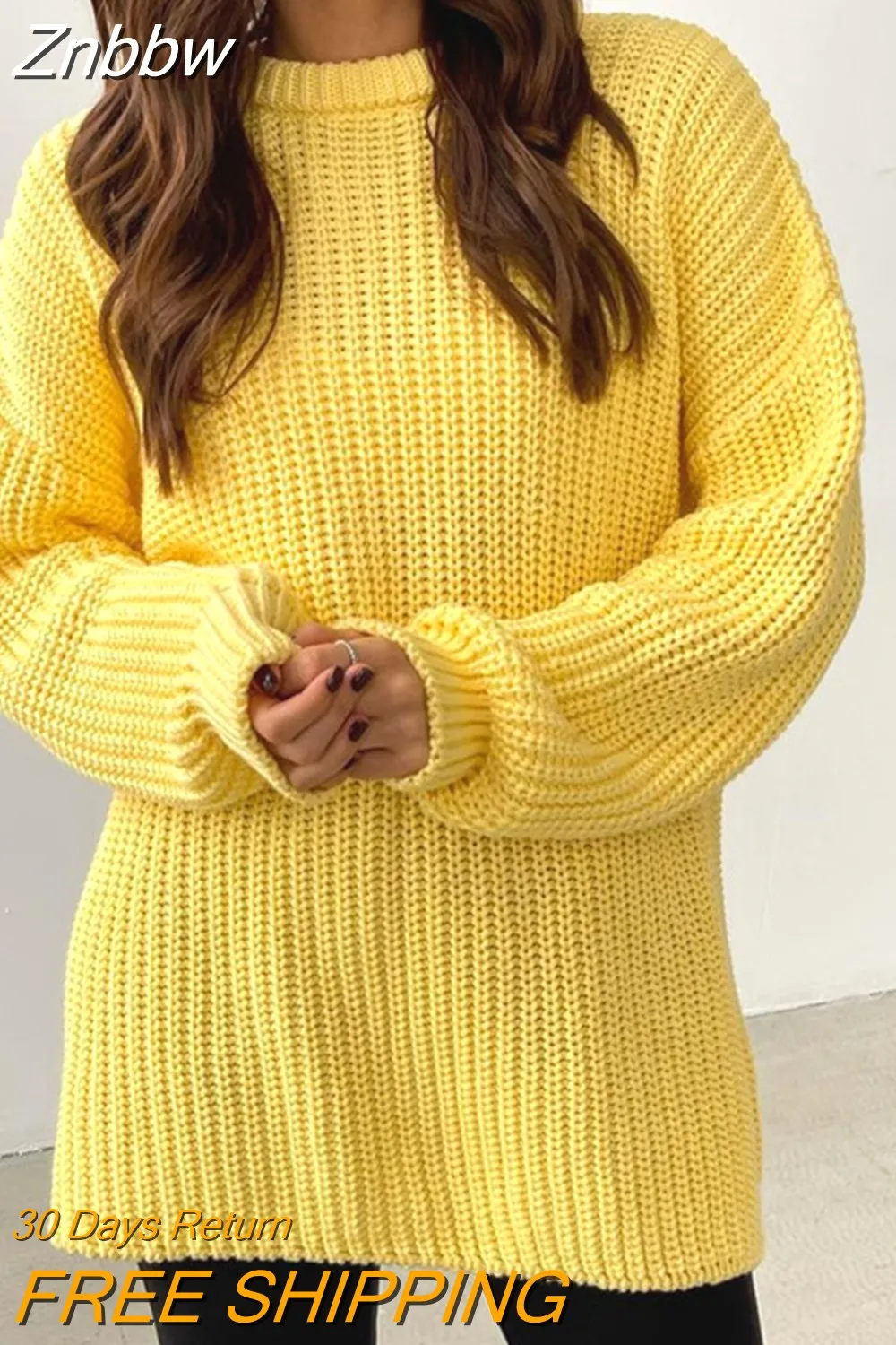 Znbbw O Neck Sweater Women 2023 Autumn Winter Warm Casual Loose Solid Pullovers Basic Soft Elegant Knitwear Jumper Sweaters - Image 5