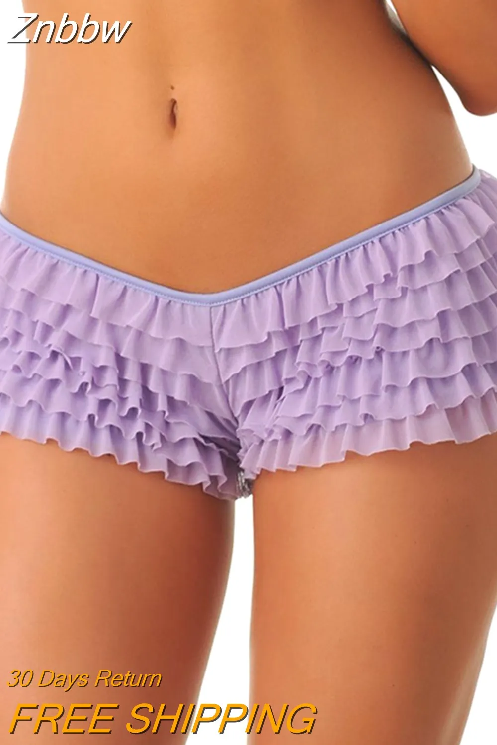 Znbbw Womens Boy Shorts Panties Coquette Ruffle Shorts Bloomers Lace Sissy Frilly Knickers Layered Boyshort Clubwear Dance Short - Image 8