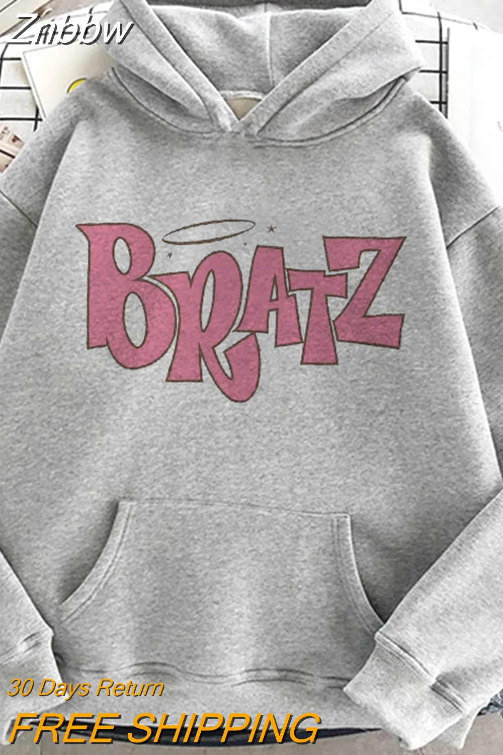 Znbbw Bratz Letter Sweatshirt Women's Casual Pink Top harajuku Fashion Hooded Sweatshirt Long Sleeve Print Graphic Jacket Women - Image 6
