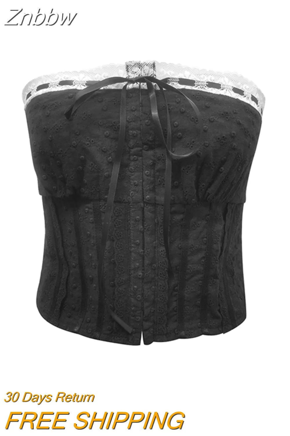 Znbbw Women Y2K Tube Crop Tops Sleeveless Bandage Buckle Lace up Casual Fairycore Grunge Spring Summer Tees Streetwear - Image 6