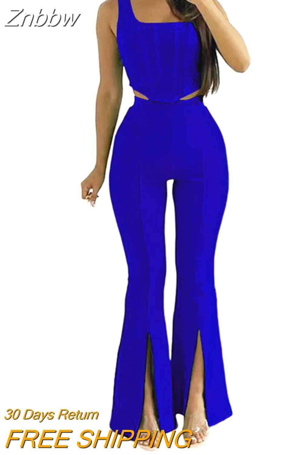 Znbbw Women's Set Tank Crop Tops and Wide Leg Pants Elegant Tracksuit Two Piece Set Sweatsuit Fitness Outfits - Image 10