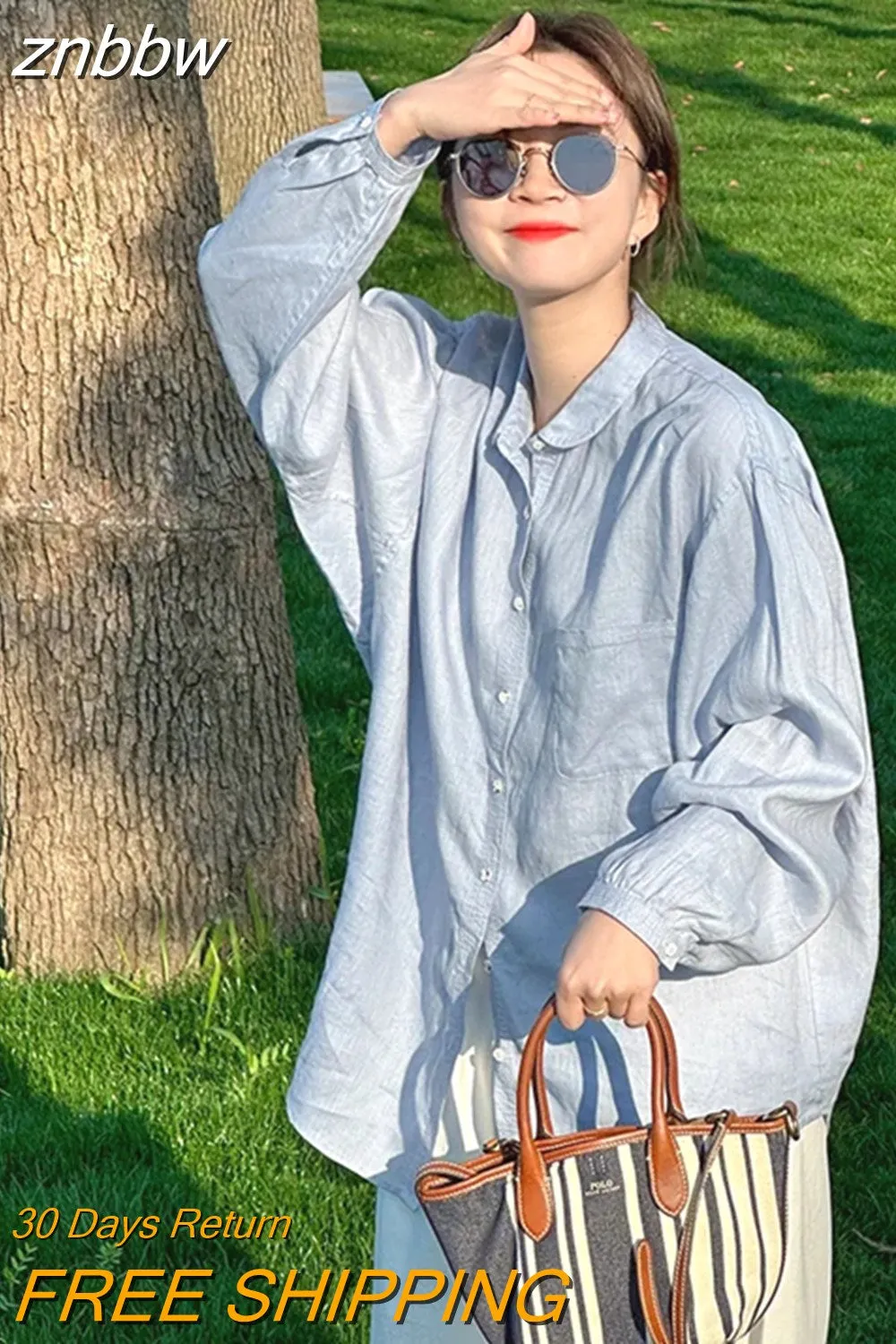 znbbw 2023 Summer Casual Long Sleeve Women's linen Shirt Korea Style Loose Button Up Ladies Blouse Female Daily Clothing Tops - Image 3