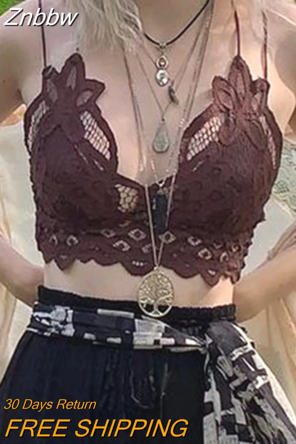 Znbbw Women Vintage Lace Crop Tops Backless Grunge Fairycore V Neck Corset Camis Solid Cute Party Beach Women Chic Vests